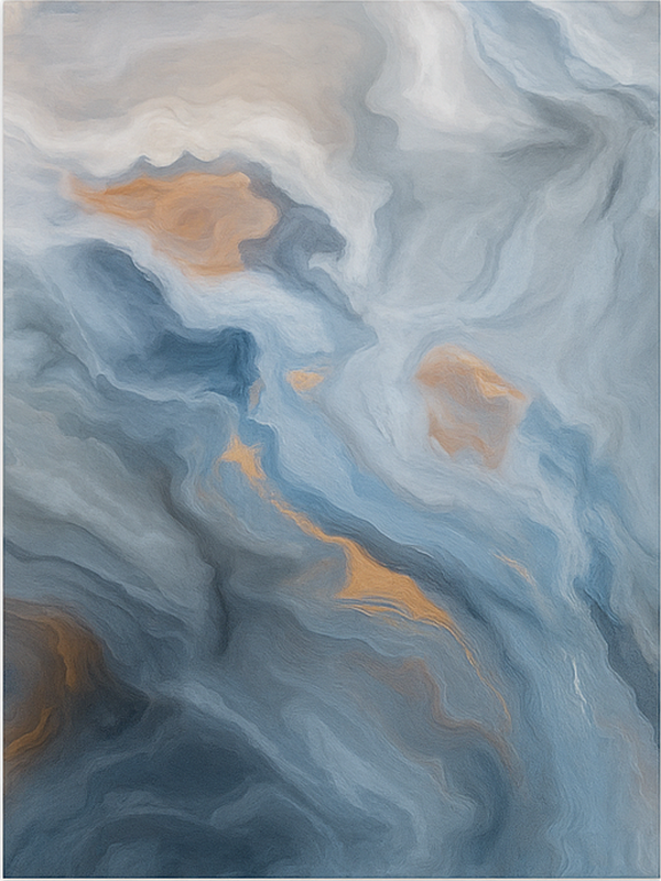 Tappeto vinile effetto marmo sfumature ambra-blu - TenStickers