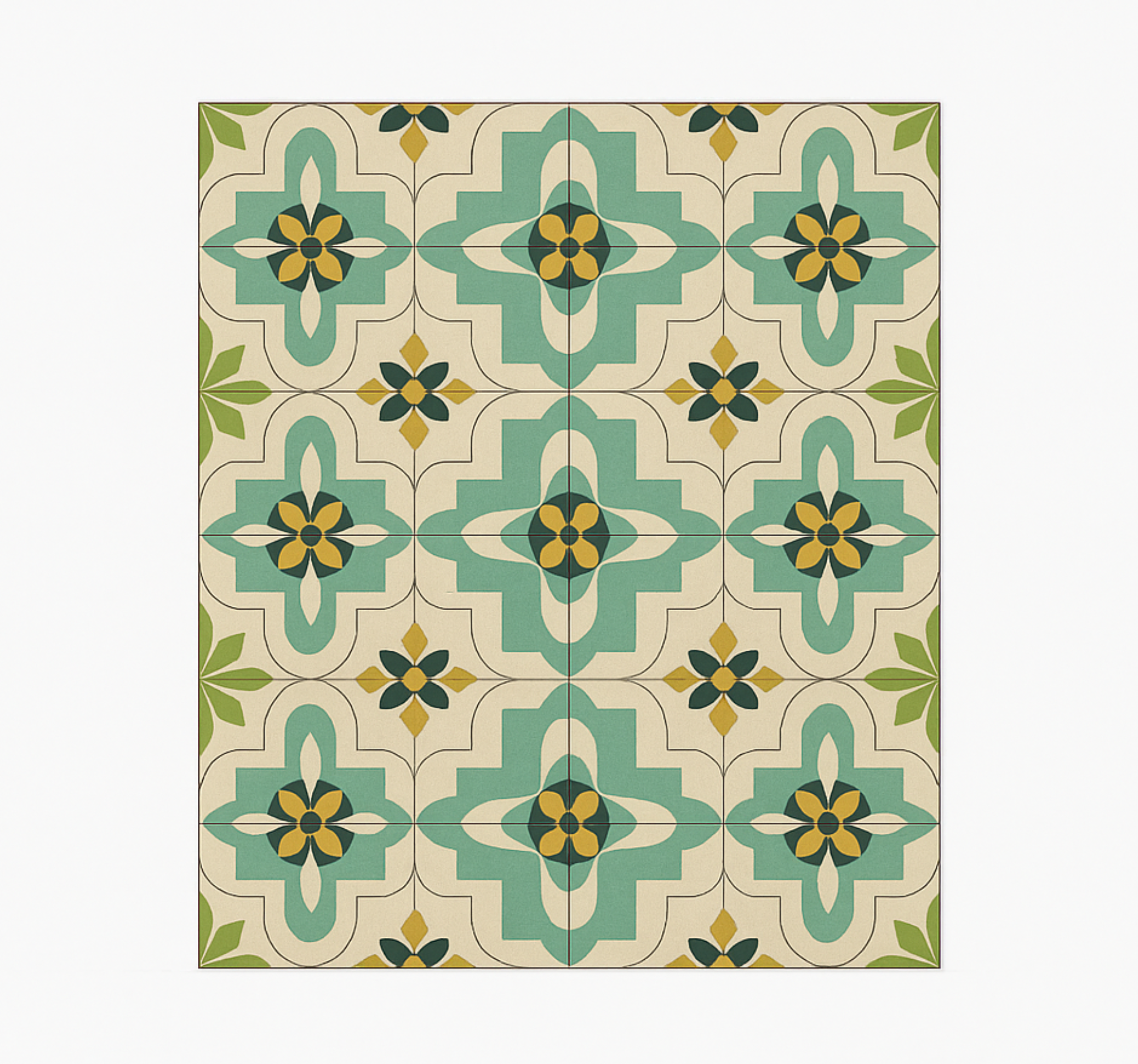Tappeto pvc cucina piastrelle floreali retrò - TenStickers