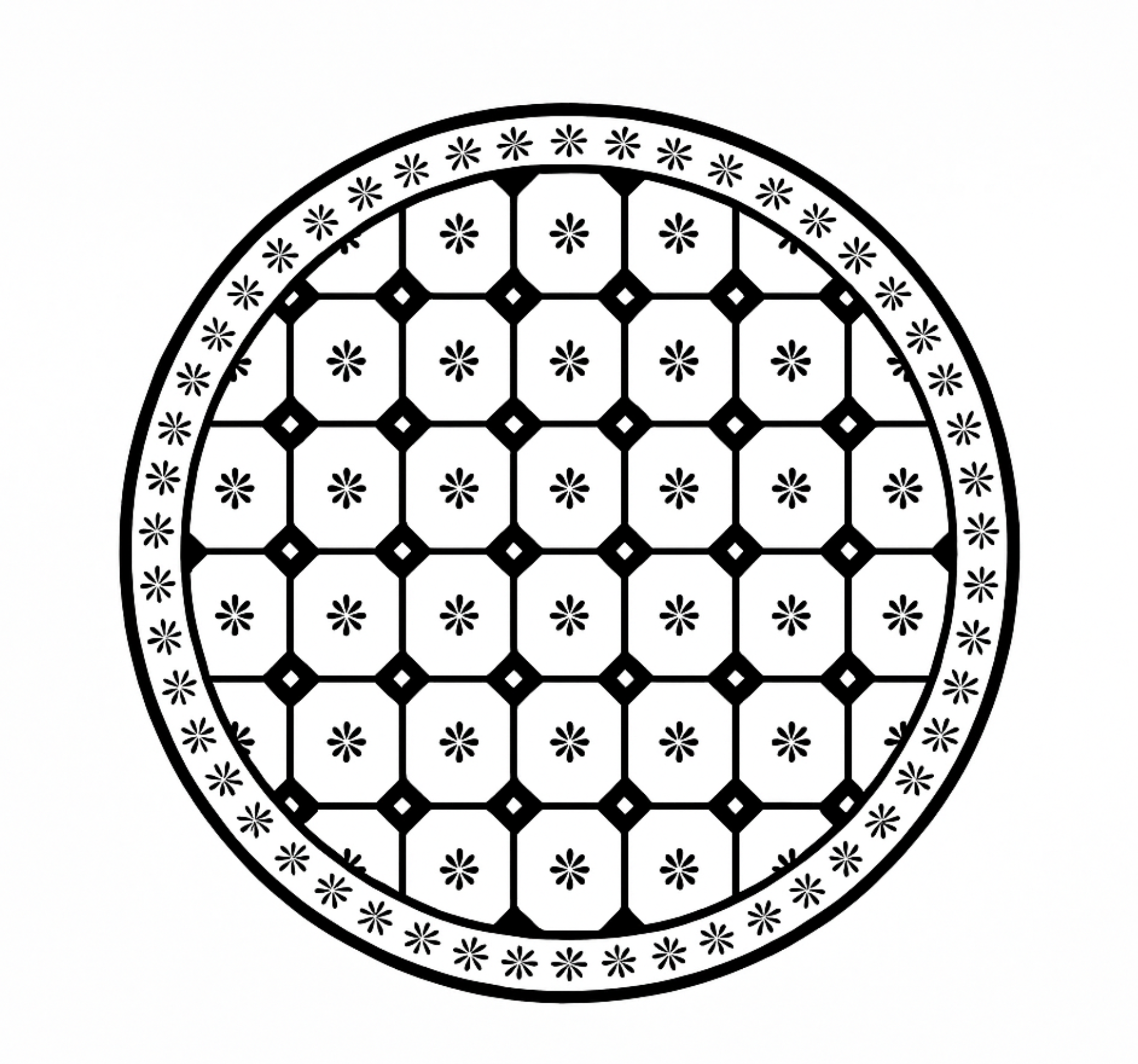 Tappeto vinile sala da pranzo motivo a piastrelle in bianco e ner - TenStickers