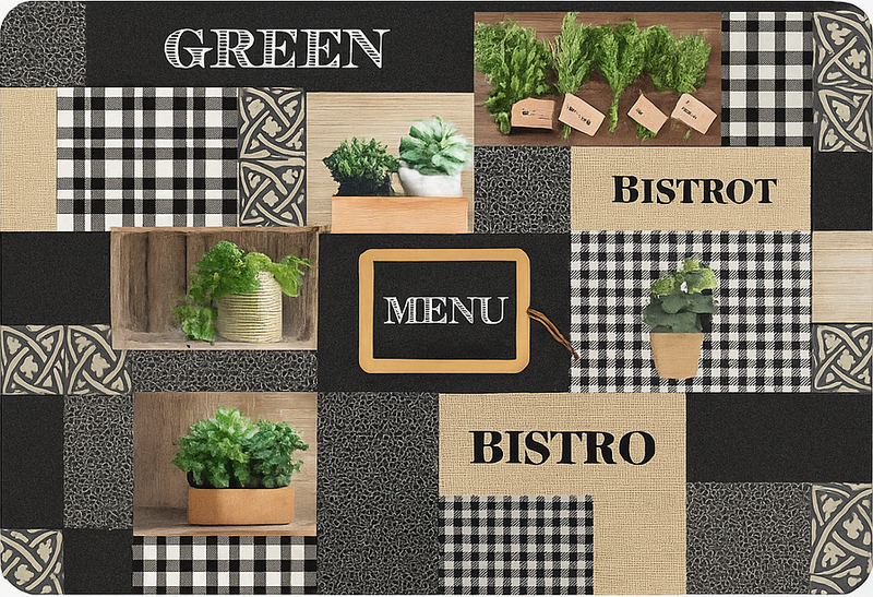 Tappeto pvc cucina bistro bianco e nero - TenStickers