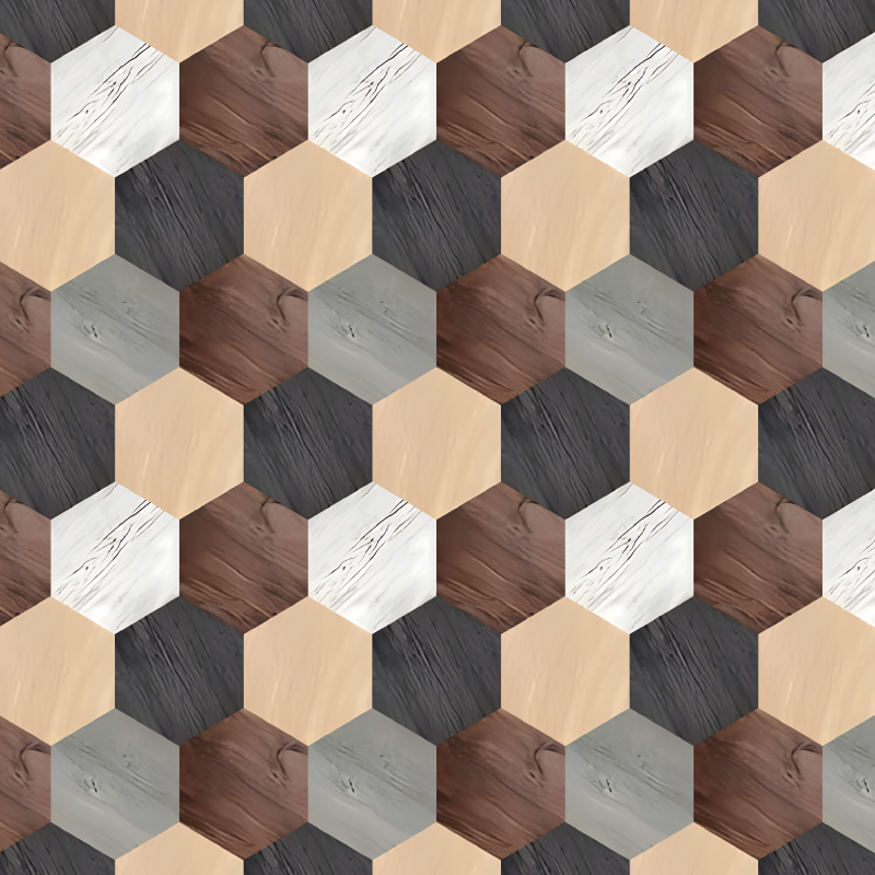 Tappeto pvc cucina esagoni in legno misto - TenStickers