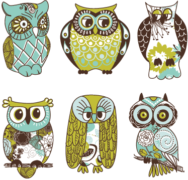 Tappeto vinile animali sei gufi - TenStickers