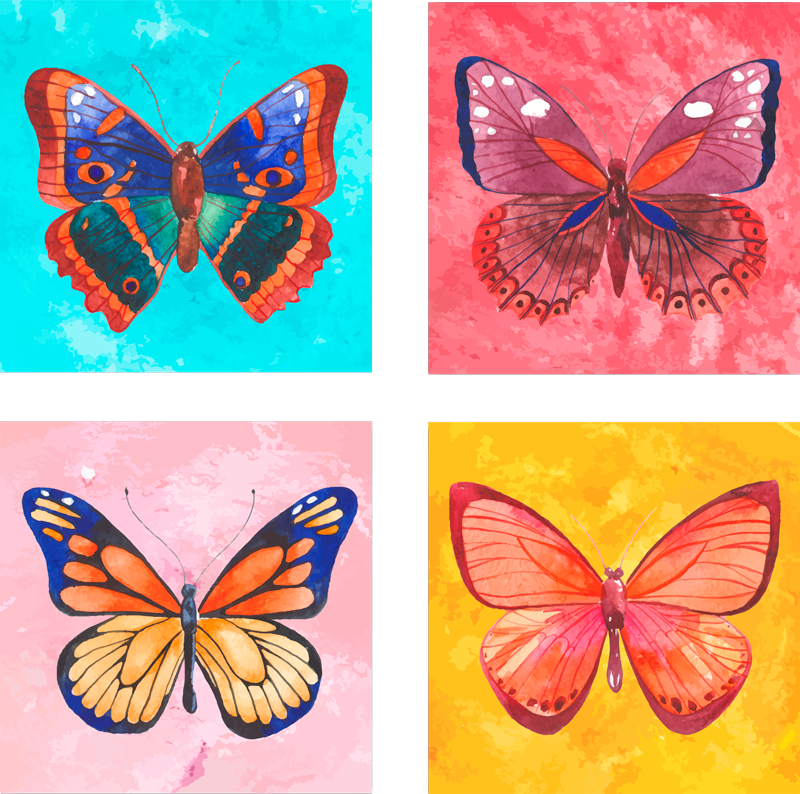 Tappeto vinile animali piastrelle farfalle multicolori - TenStickers
