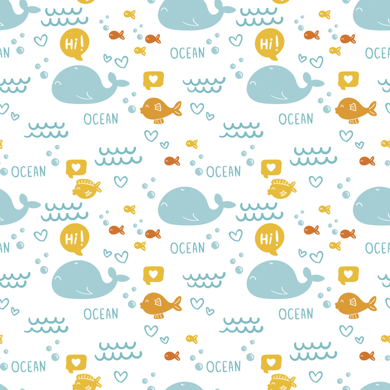 Tappeto vinile animali mobili colorati e felici oceanici - TenStickers