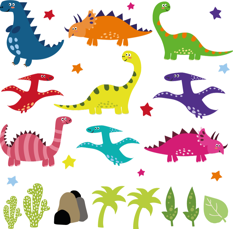 Tappeto vinile animali set cartoni dinosauri colorati - TenStickers