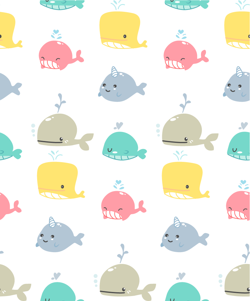 Tappeto vinile animali balene colorate baby - TenStickers