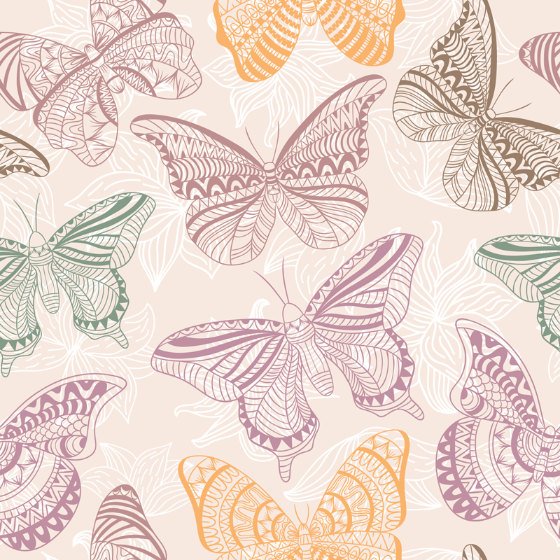 Tappeto vinile animali farfalle ornamentali colorate - TenStickers