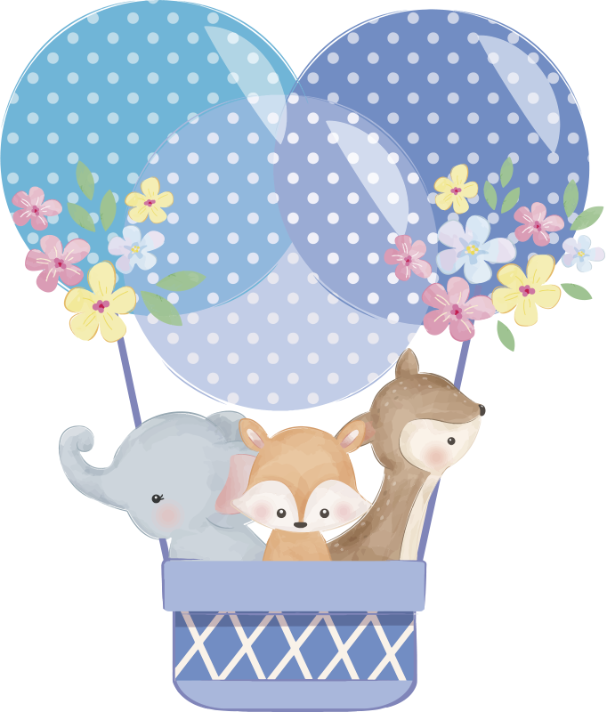Tappeto vinile animali palloncino ad aria calda acquerello - TenStickers