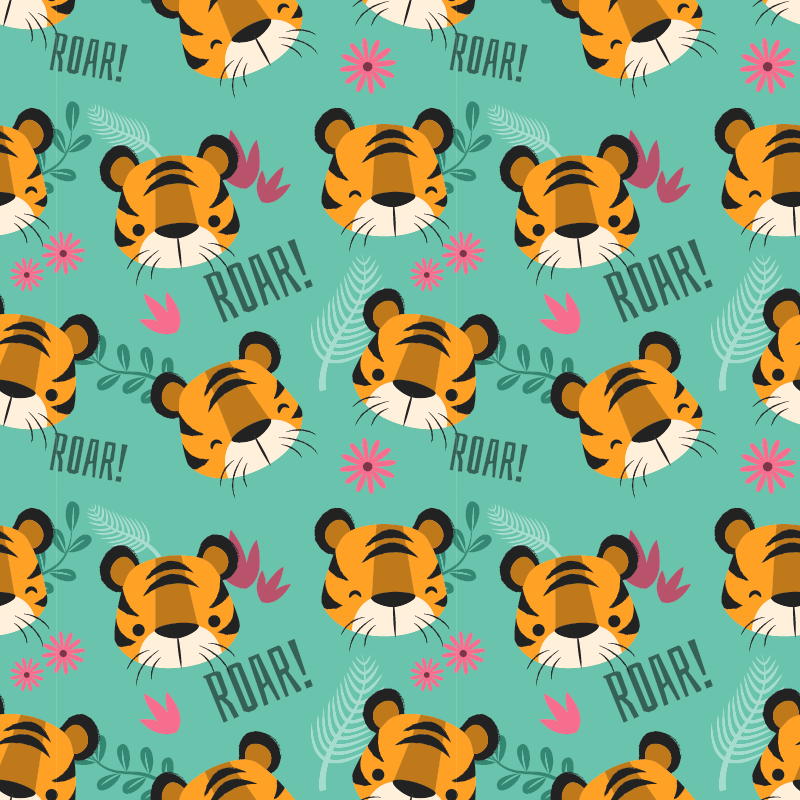 Tappeto vinile animali cuccioli di tigre ruggenti - TenStickers
