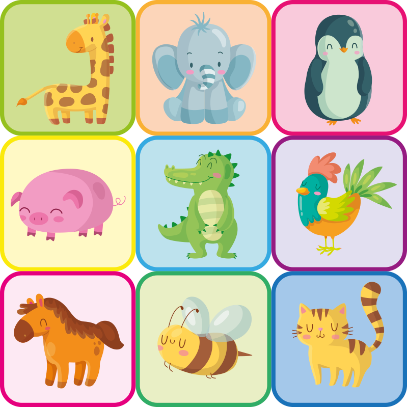 Tappeto vinile animali piastrelle colorate - TenStickers