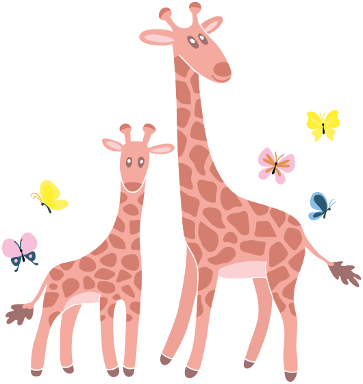 Tappeto vinile animali giraffa e farfalla genitore e figlio - TenStickers