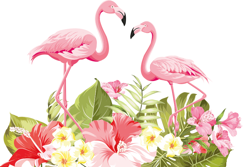 Tappeto vinile animali fiore tropicale fenicottero - TenStickers