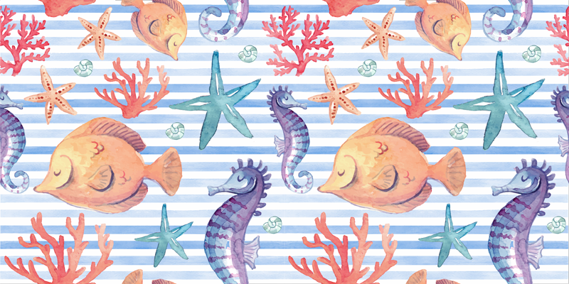 Tappeto vinile animali piastrelle marine - TenStickers