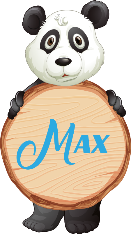 Tappeto vinile animali panda con nome - TenStickers