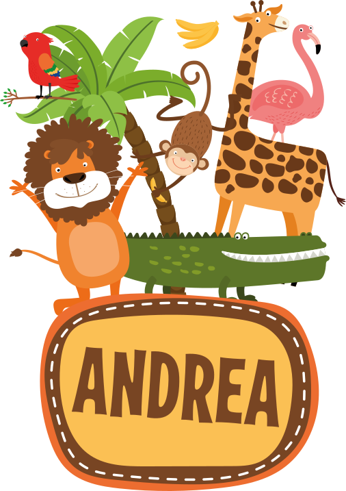 Tappeto vinile animali animali della giungla con nome - TenStickers