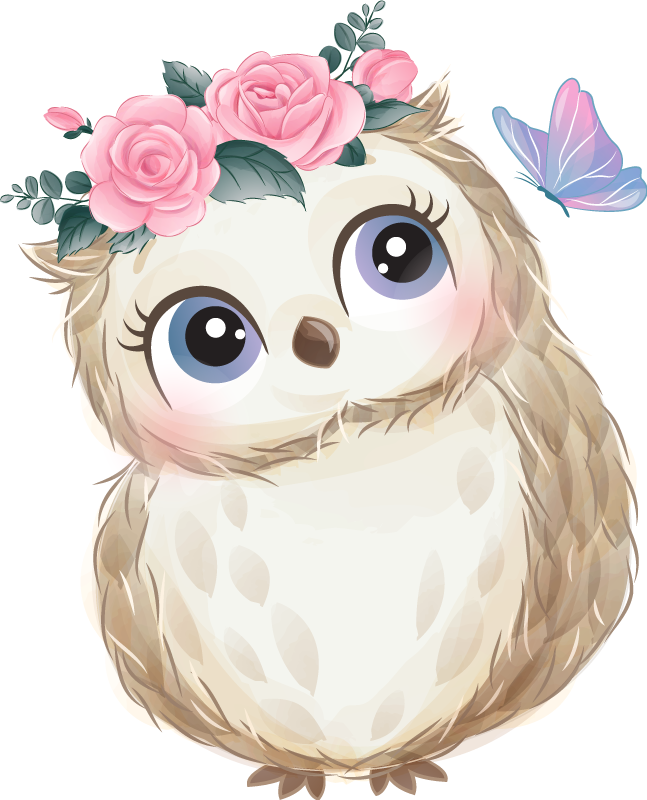 Tappeto vinile animali gufo e fiori - TenStickers