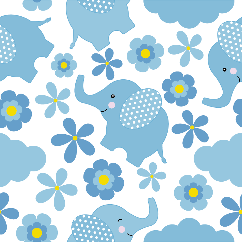Tappeto vinile animali elefantini blu - TenStickers