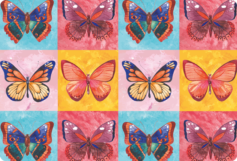 Tappeto vinile animali farfalle multicolori - TenStickers