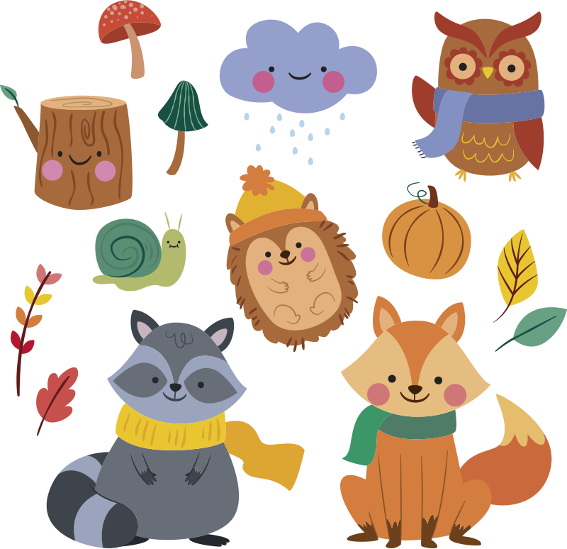 Tappeto vinile animali fiori e animali d'autunno - TenStickers