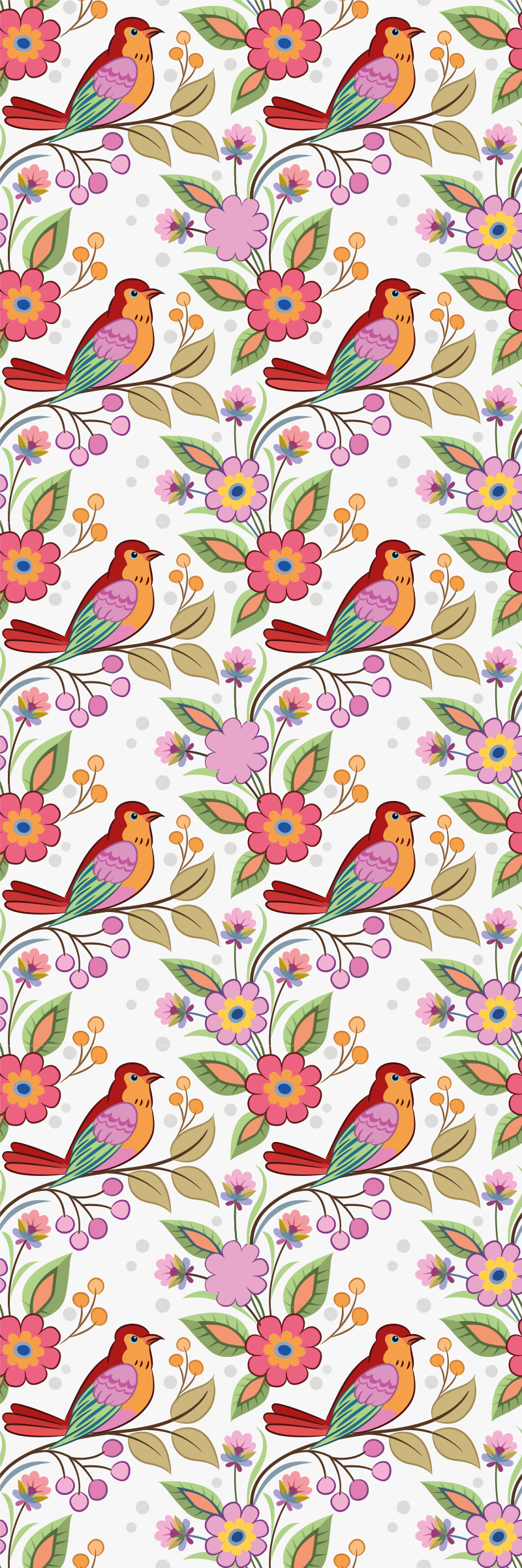 Tappeto vinile animali uccelli rossi e arancioni - TenStickers