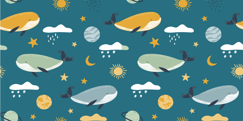 Tappeto vinile animali motivo balena alla moda - TenStickers