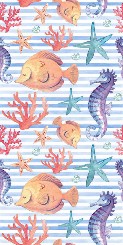 Tappeto vinile animali piastrelle marine - TenStickers