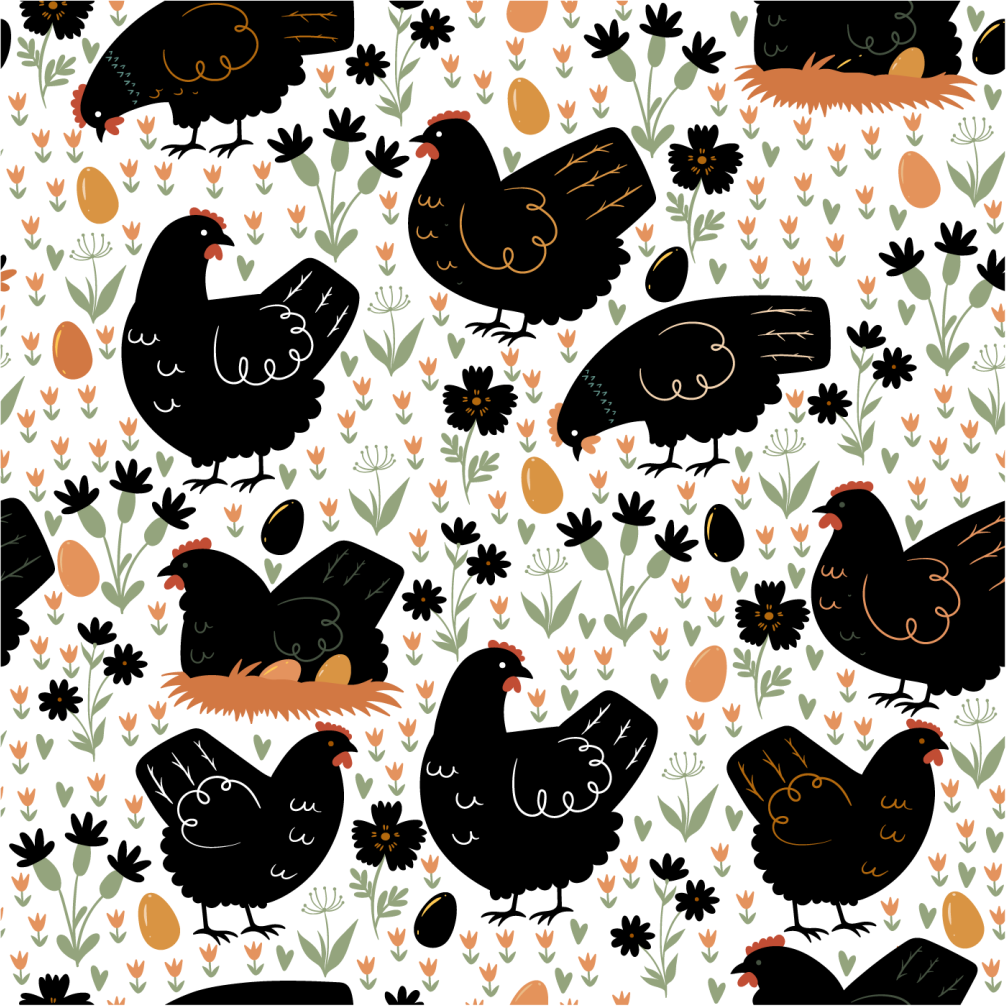 Tappeto vinile animali galline bianche e nere - TenStickers