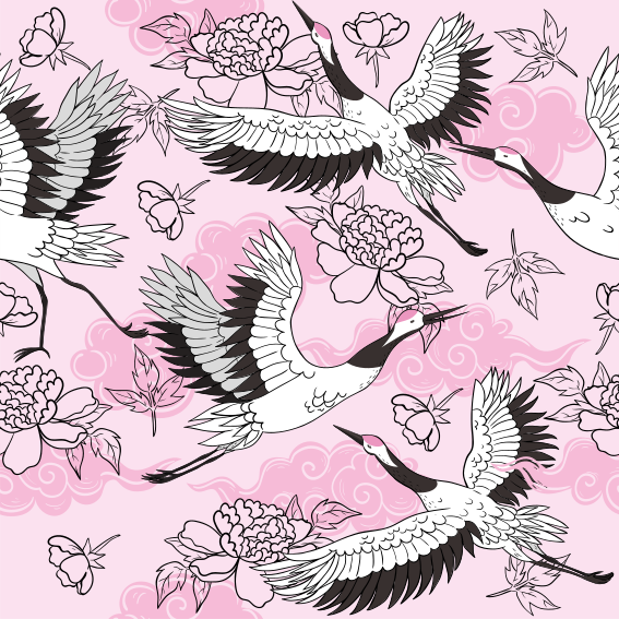 Tappeto vinile animali uccelli selvatici moderno rosa - TenStickers