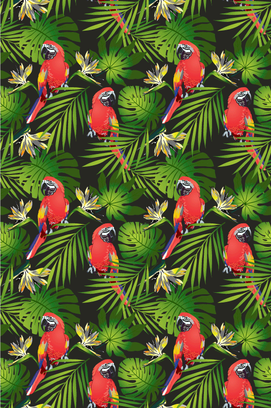 Tappeto vinile animali pappagalli colorati su sfondo grigio - TenStickers