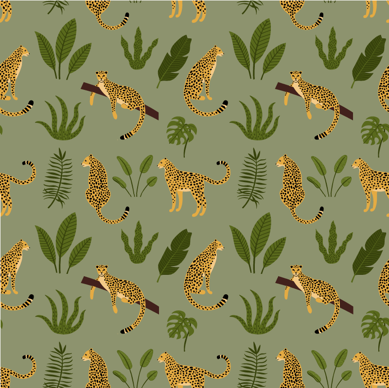 Tappeto vinile animali design giungla floreale leopardato - TenStickers