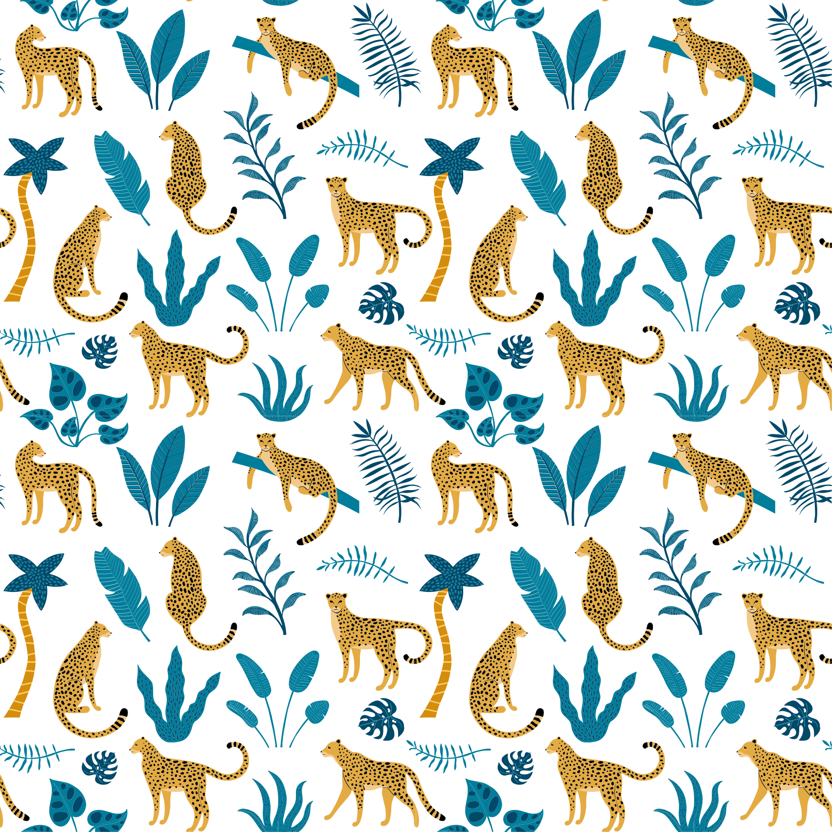 Tappeto vinile animali botanico e leopardi - TenStickers
