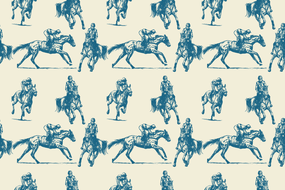 Tappeto vinile animali motivo cavalli blu e beige - TenStickers