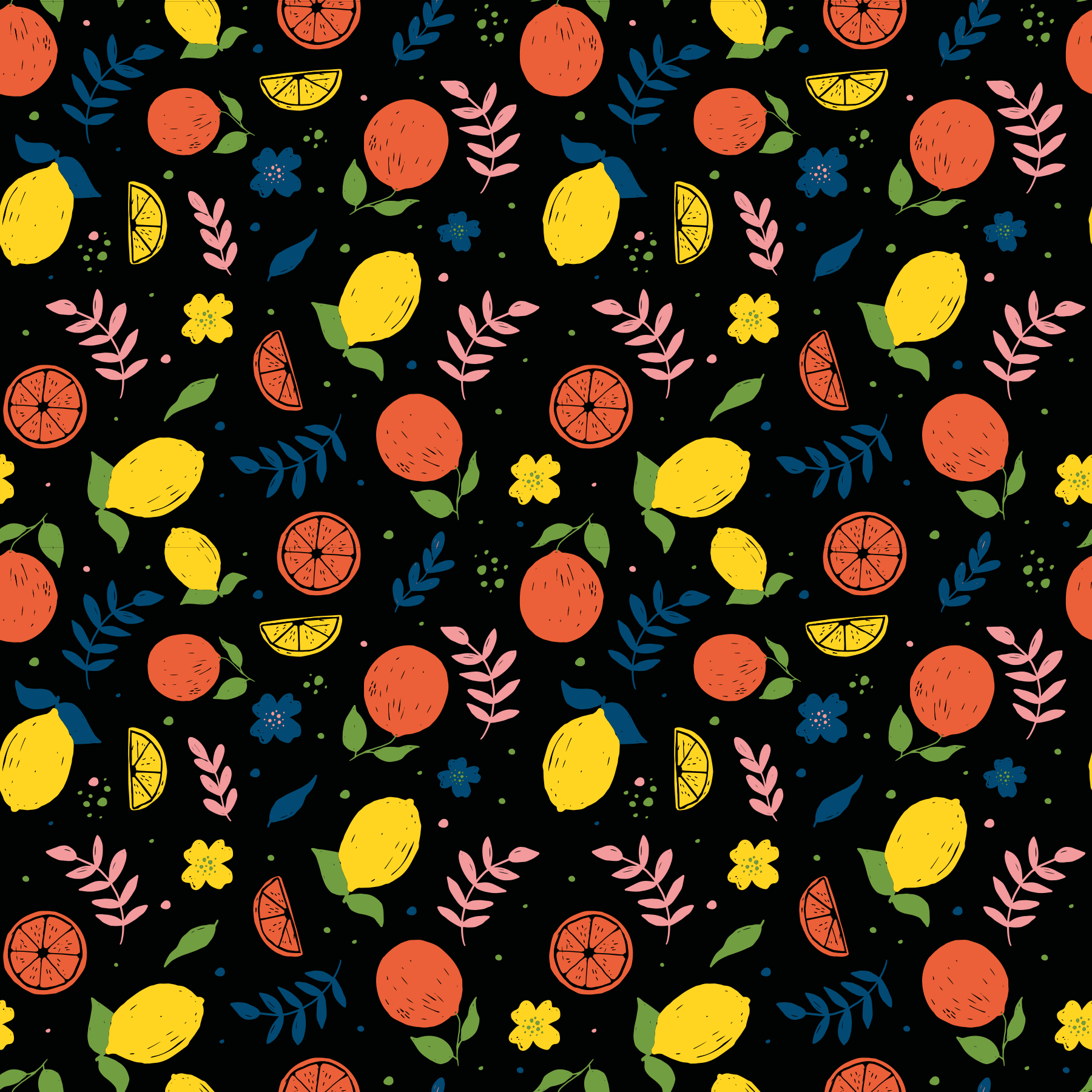 Tappeto vinile animali frutti di agrumi con foglie - TenStickers