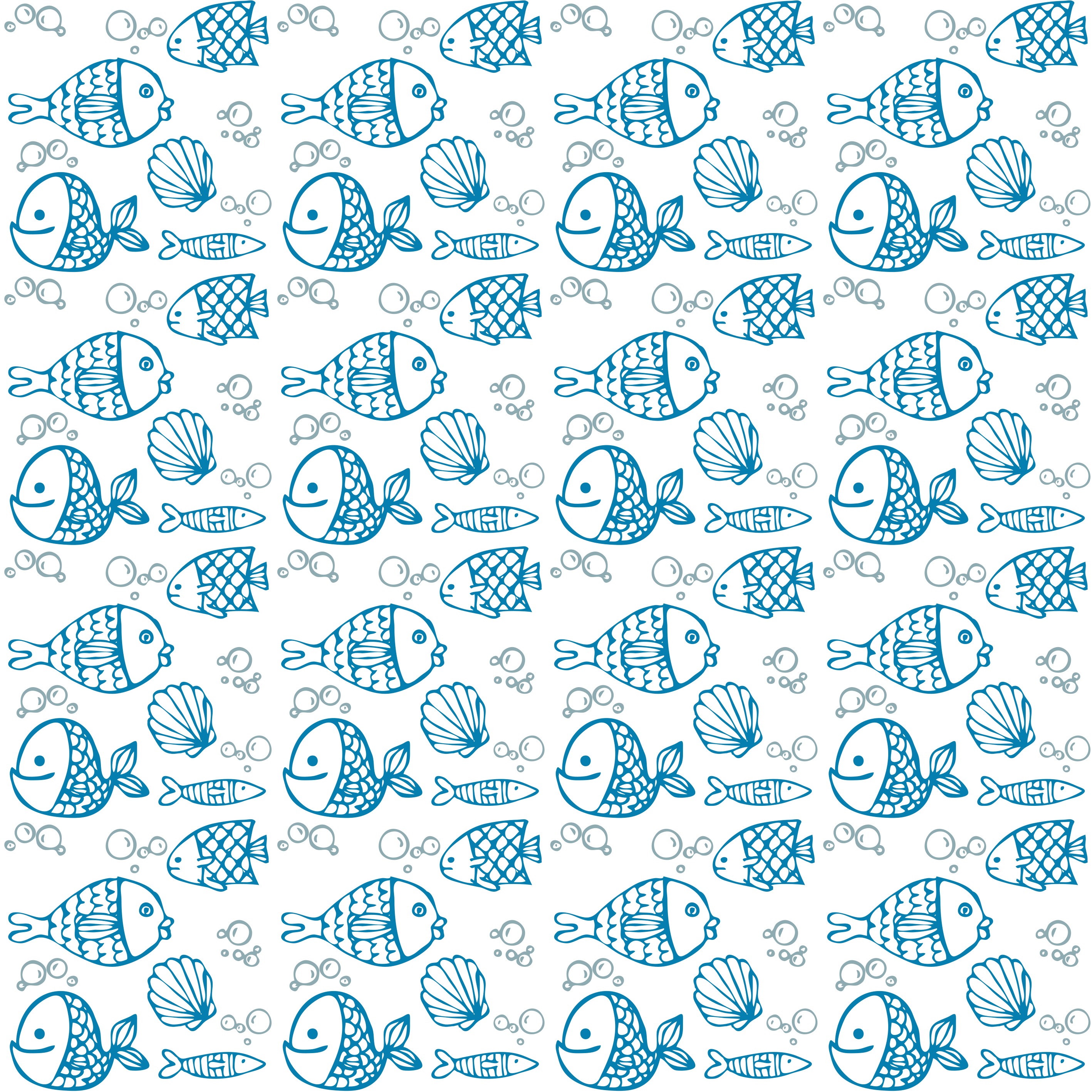 Tappeto vinile animali pesci blu disegnati - TenStickers