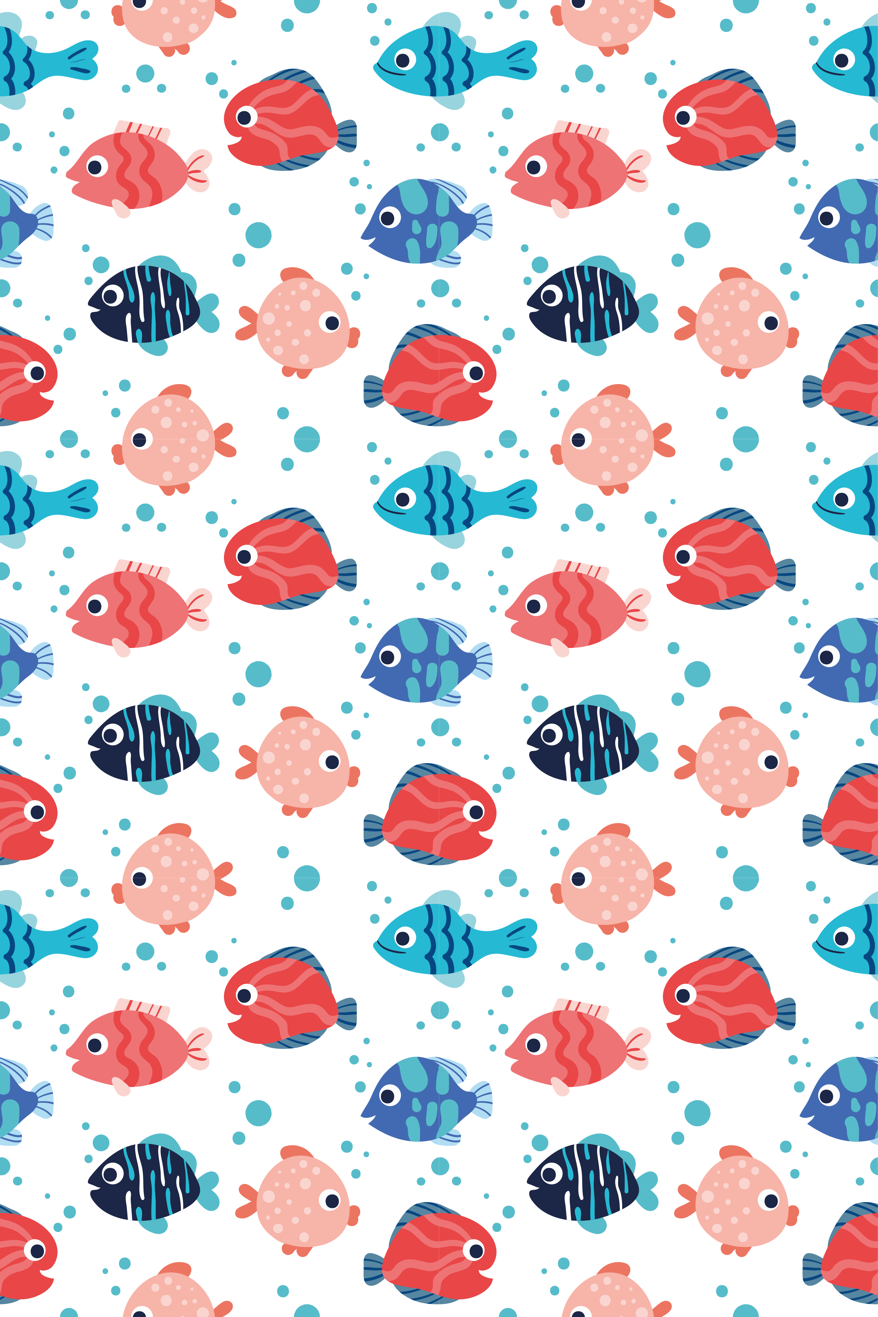 Tappeto vinile animali pesci rosa e blu - TenStickers