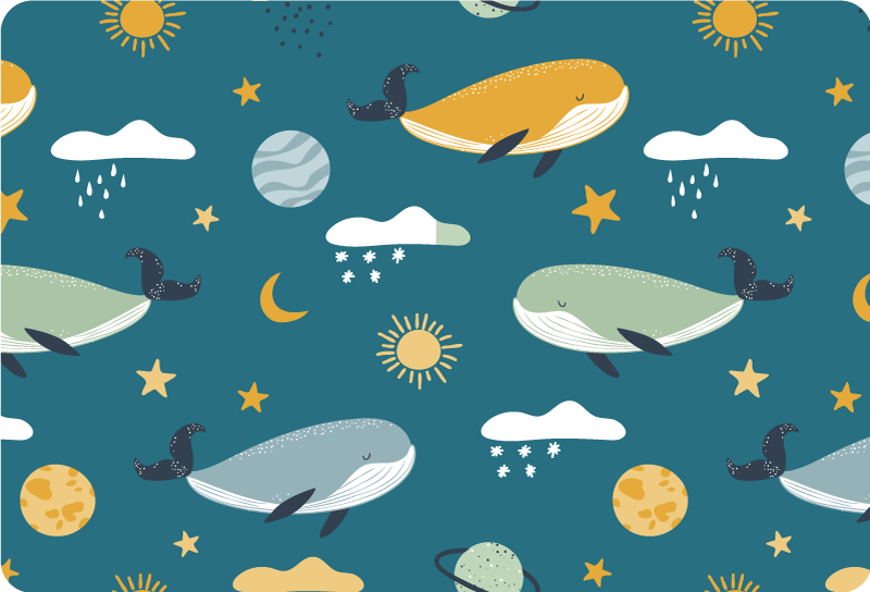 Tappeto vinile animali motivo balena di tendenza - TenStickers