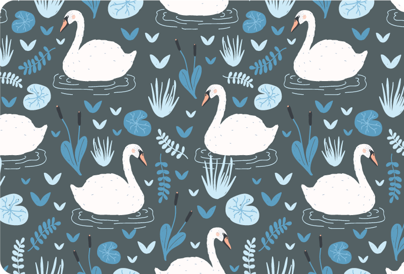 Tappeto vinile animali motivo eleganti cigni bianchi - TenStickers