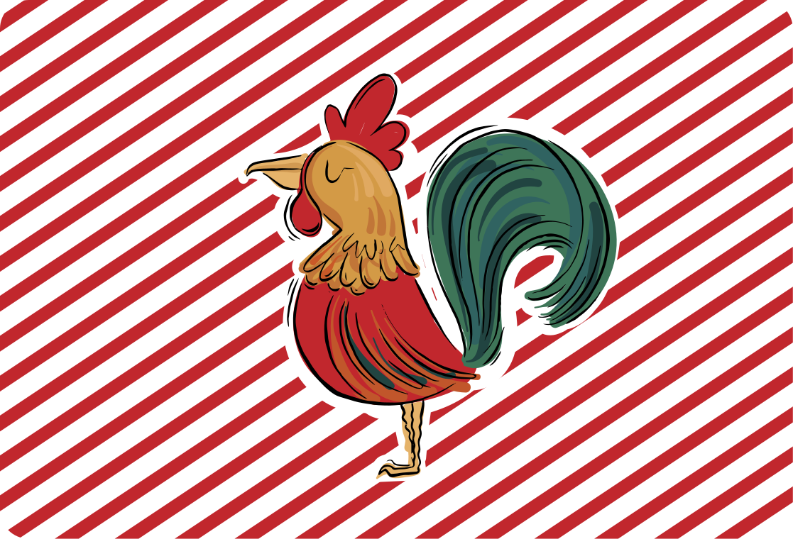 Tappeto vinile animali design originale gallo colorato - TenStickers