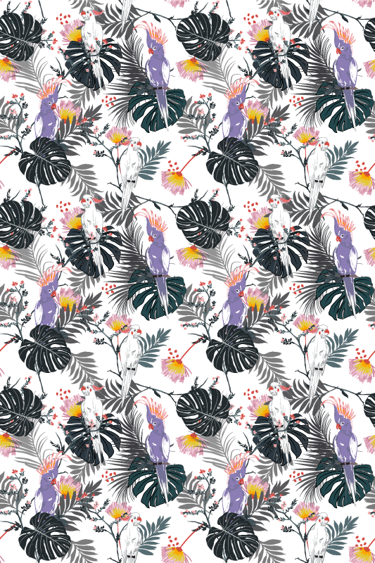 Tappeto vinile animali pappagalli rossi e viola - TenStickers