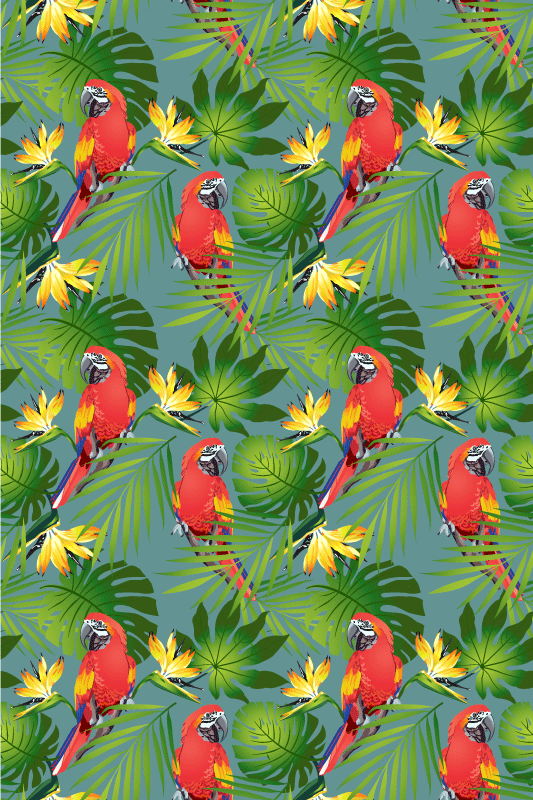 Tappeto vinile animali pappagalli colorati su sfondo blu - TenStickers