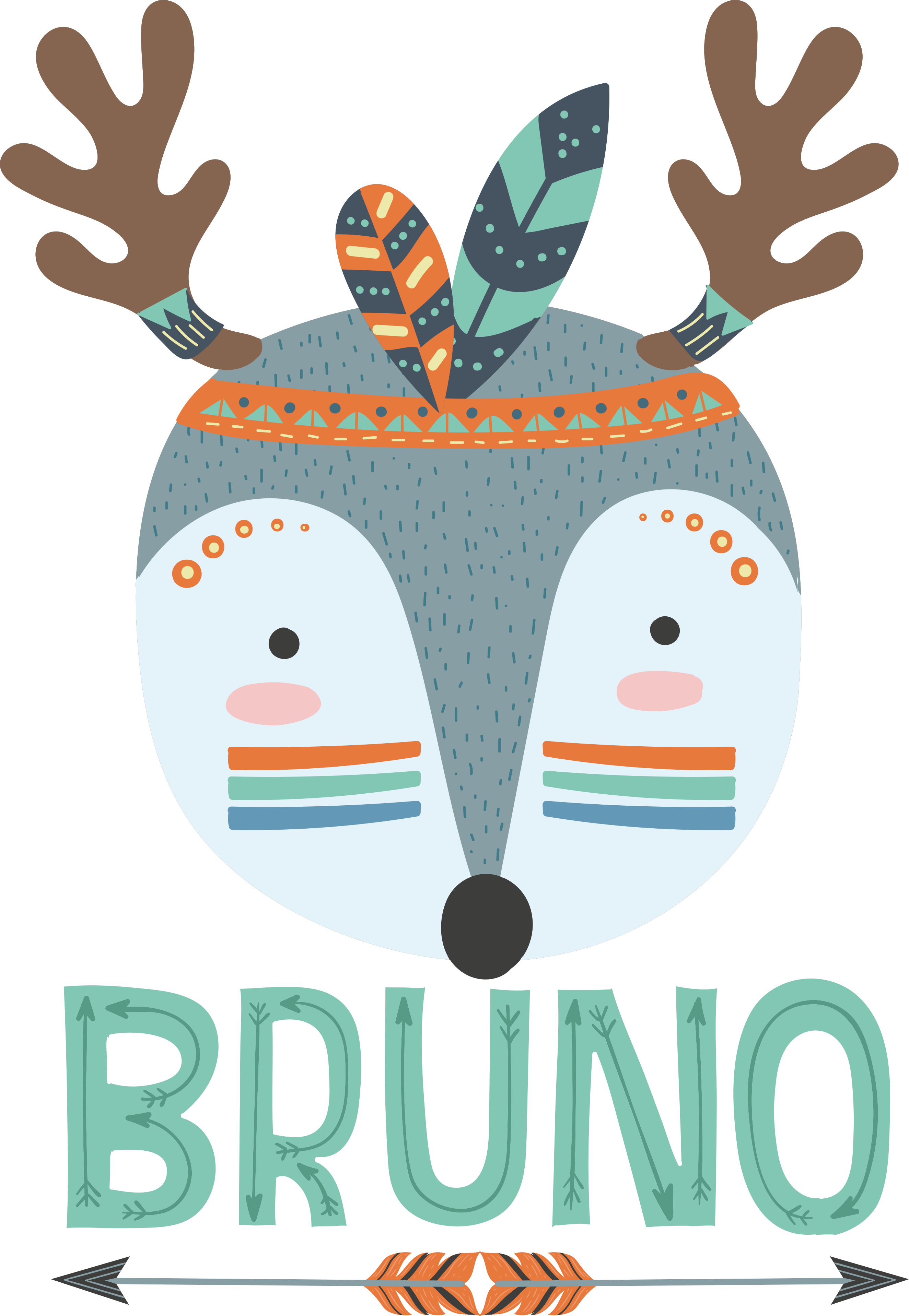 Tappeto vinile animali cervo nordico con nome - TenStickers