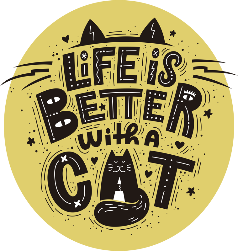 Tappeto vinile animali la vita è migliore con i gatti - TenStickers