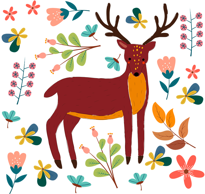 Tappeto vinile animali illustrazione cervo fantasioso - TenStickers