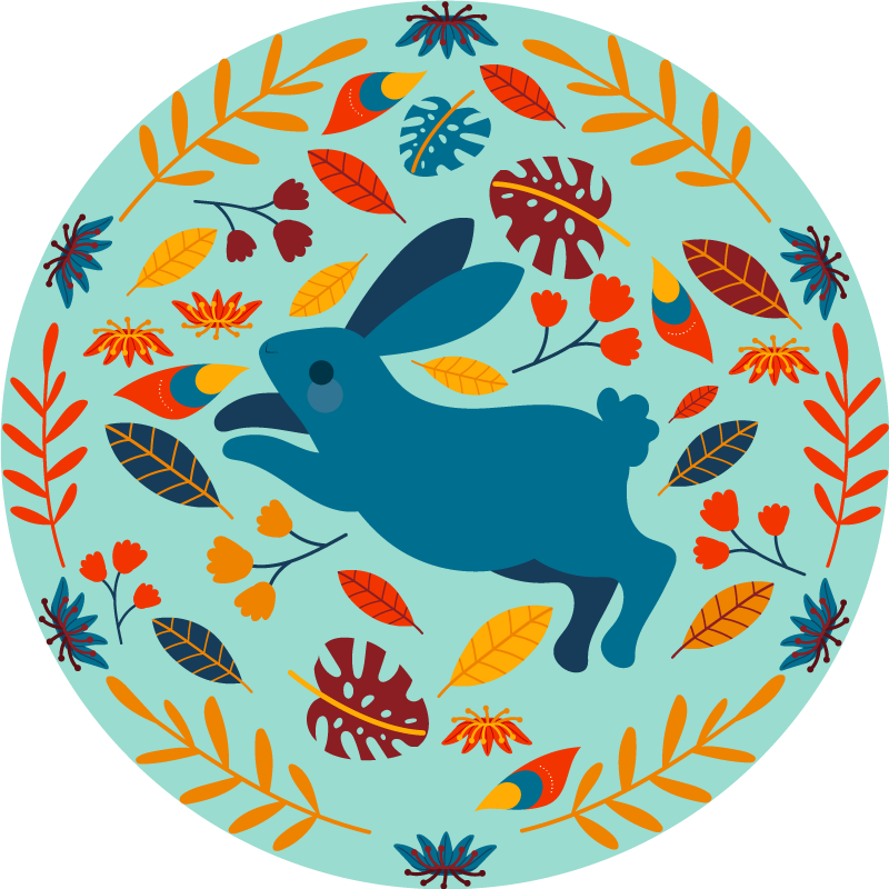 Tappeto vinile animali illustrazione con coniglio giocoso - TenStickers