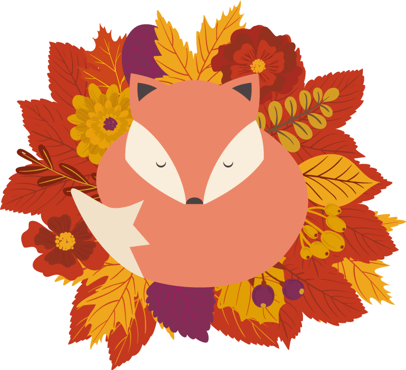 Tappeto vinile animali volpe con foglie - TenStickers