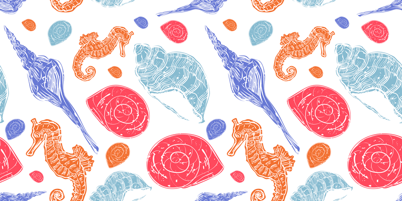 Tappeto vinile animali creature marine colorate - TenStickers