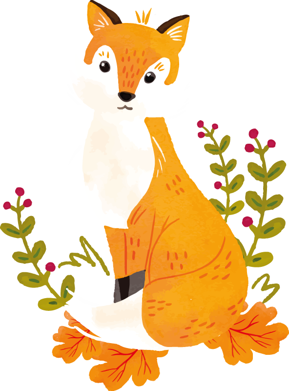 Tappeto vinile animali volpe arancione giocosa - TenStickers