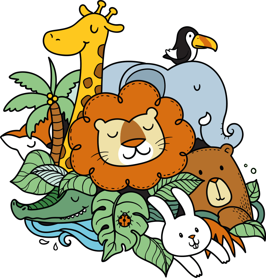 Tappeto vinile animali scena giocosa - TenStickers