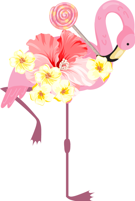 Tappeto vinile animali design floreale fenicottero - TenStickers