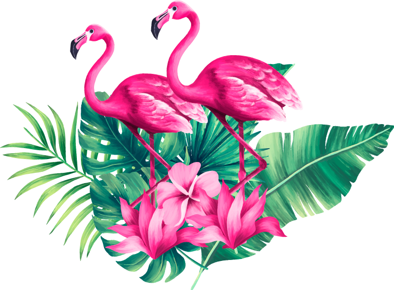 Tappeto vinile animali fenicotteri e foliami - TenStickers